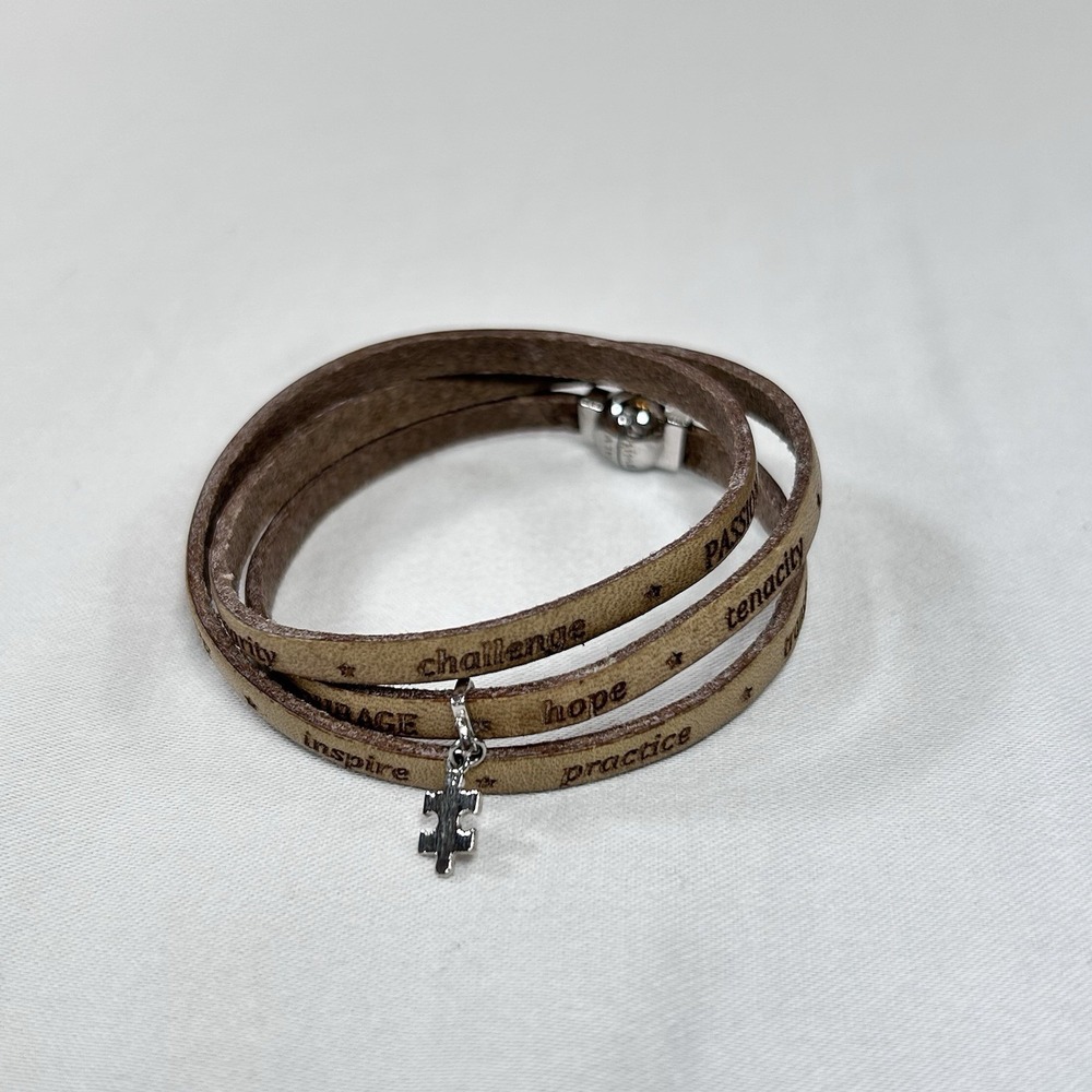Leather Wrap Bracelet Engraved Positive Affirmation Encouragement ITALY